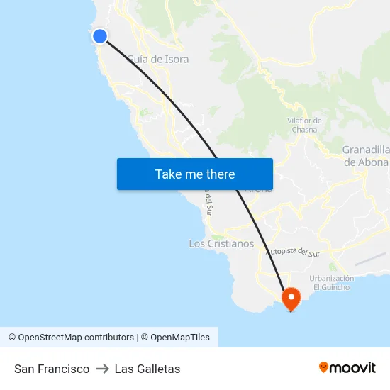 San Francisco to Las Galletas map