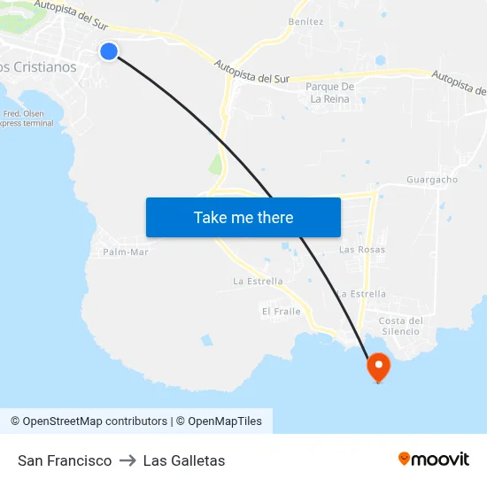 San Francisco to Las Galletas map