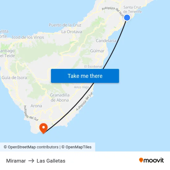 Miramar to Las Galletas map