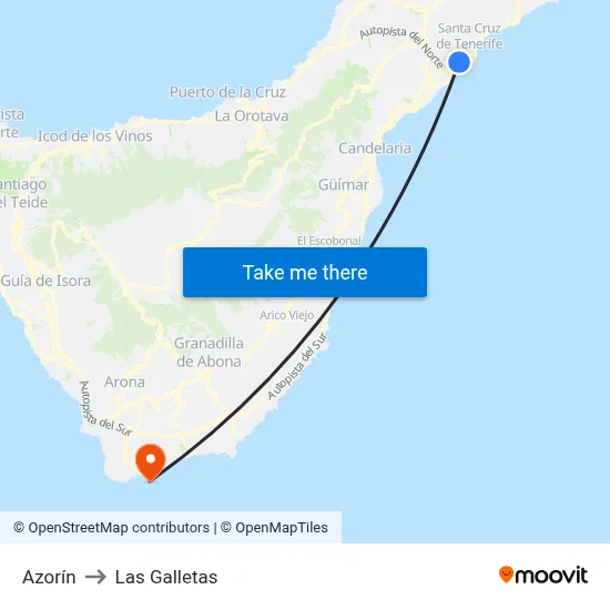 Azorín to Las Galletas map