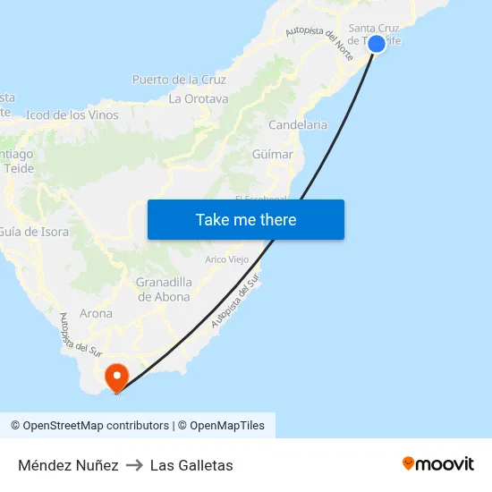 Méndez Nuñez to Las Galletas map