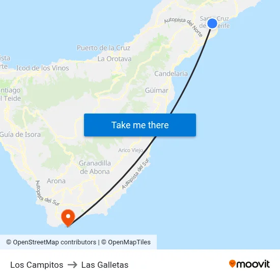 Los Campitos to Las Galletas map