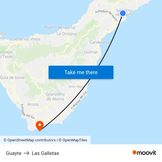 Guayte to Las Galletas map