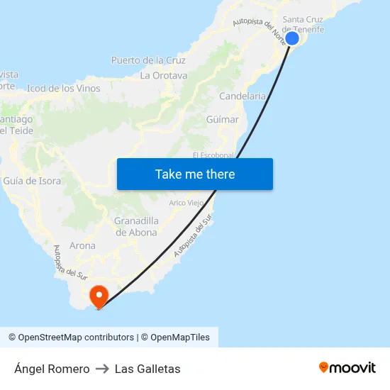 Ángel Romero to Las Galletas map