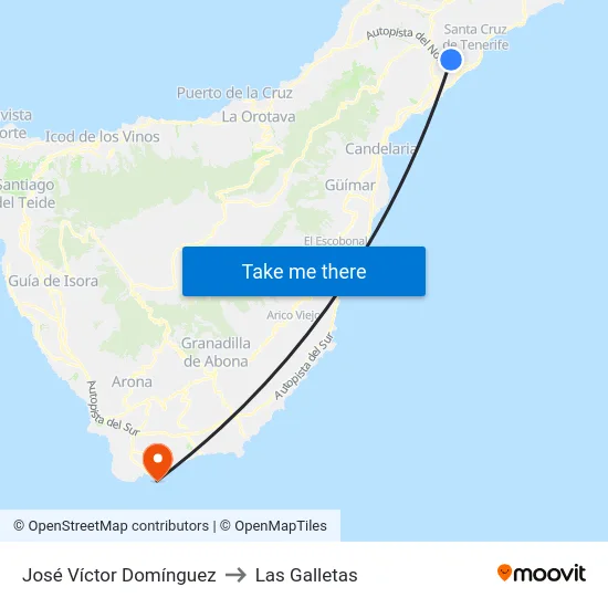 José Víctor Domínguez to Las Galletas map