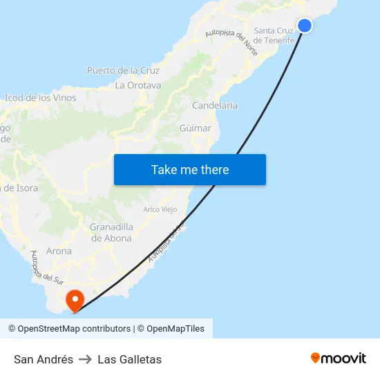 San Andrés to Las Galletas map
