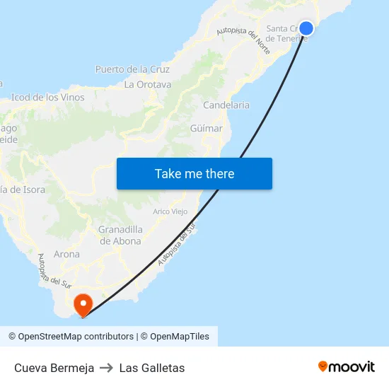 Cueva Bermeja to Las Galletas map