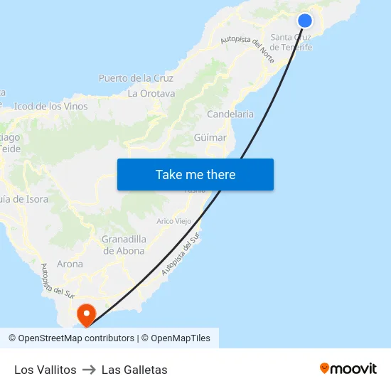 Los Vallitos to Las Galletas map