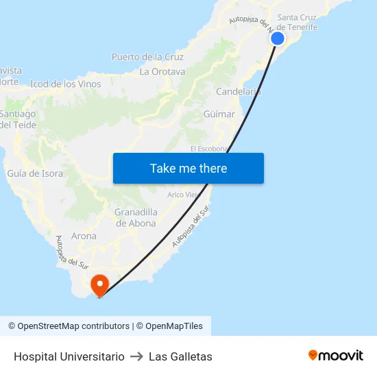 Hospital Universitario to Las Galletas map