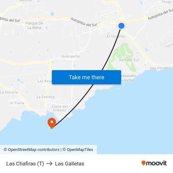 Las Chafiras (T) to Las Galletas map