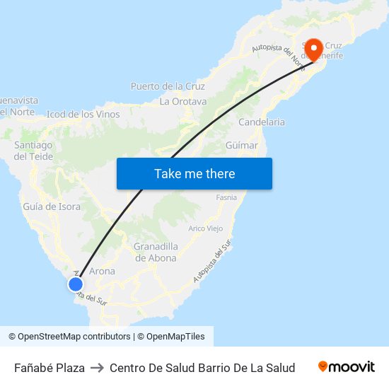 Fañabé Plaza to Centro De Salud Barrio De La Salud map