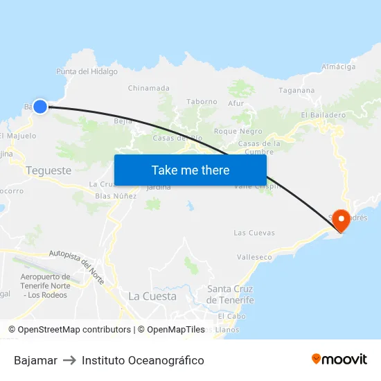 Bajamar to Instituto Oceanográfico map