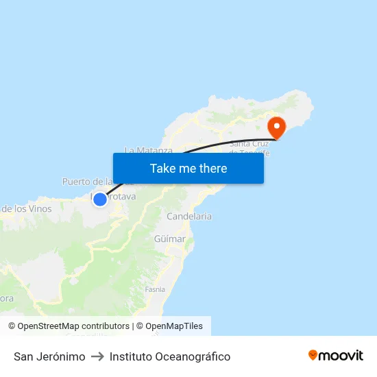 San Jerónimo to Instituto Oceanográfico map
