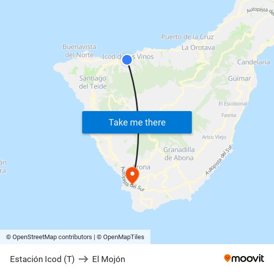 Estación Icod (T) to El Mojón map