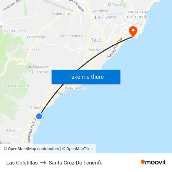 Las Caletillas to Santa Cruz De Tenerife map