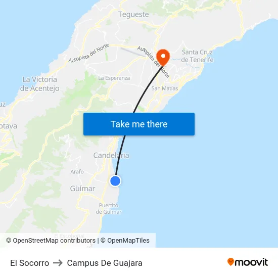 El Socorro to Campus De Guajara map