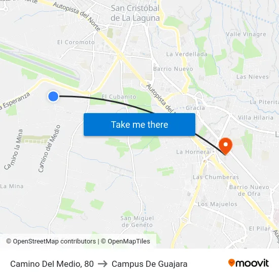 Camino Del Medio, 80 to Campus De Guajara map