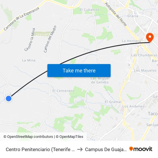 Centro Penitenciario (Tenerife II) to Campus De Guajara map