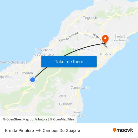 Ermita Pinolere to Campus De Guajara map
