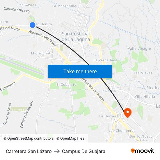 Carretera San Lázaro to Campus De Guajara map