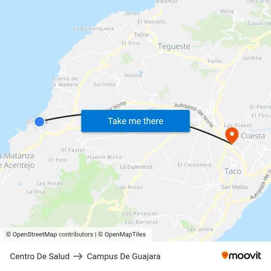 Centro De Salud to Campus De Guajara map