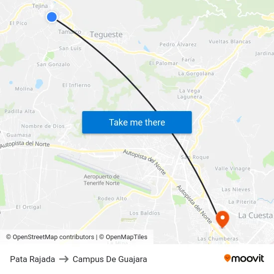 Pata Rajada to Campus De Guajara map