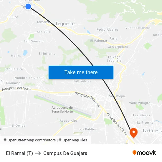 El Ramal (T) to Campus De Guajara map