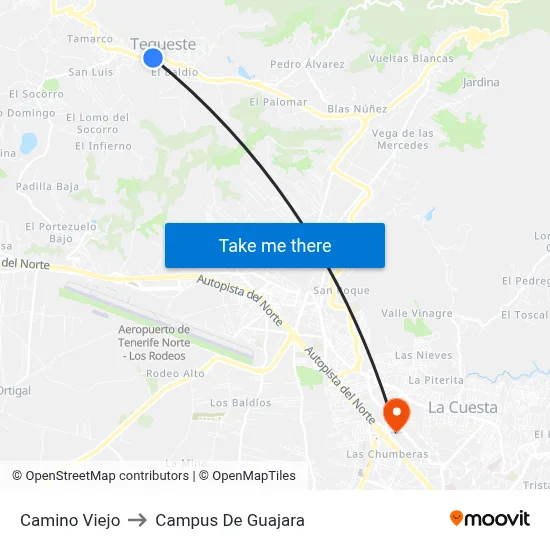 Camino Viejo to Campus De Guajara map