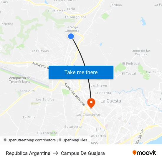 República Argentina to Campus De Guajara map