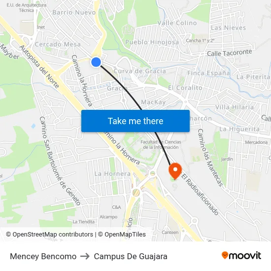 Mencey Bencomo to Campus De Guajara map