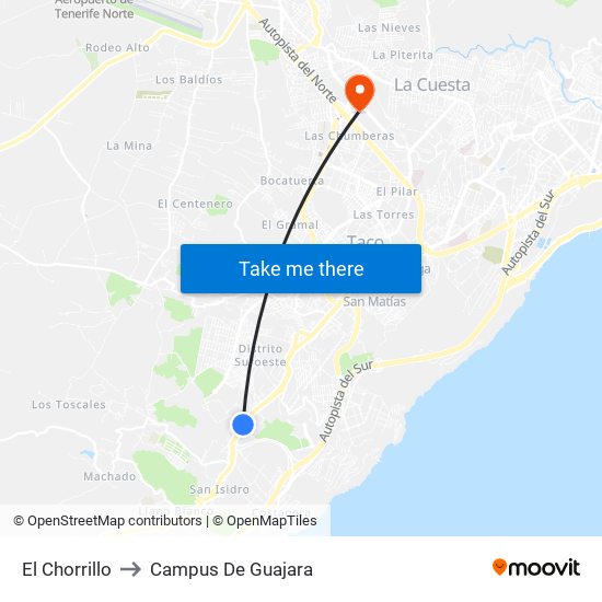 El Chorrillo to Campus De Guajara map
