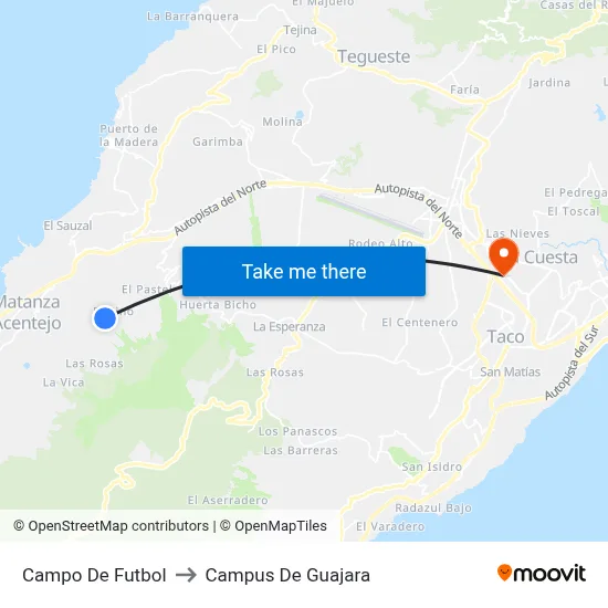 Campo De Futbol to Campus De Guajara map