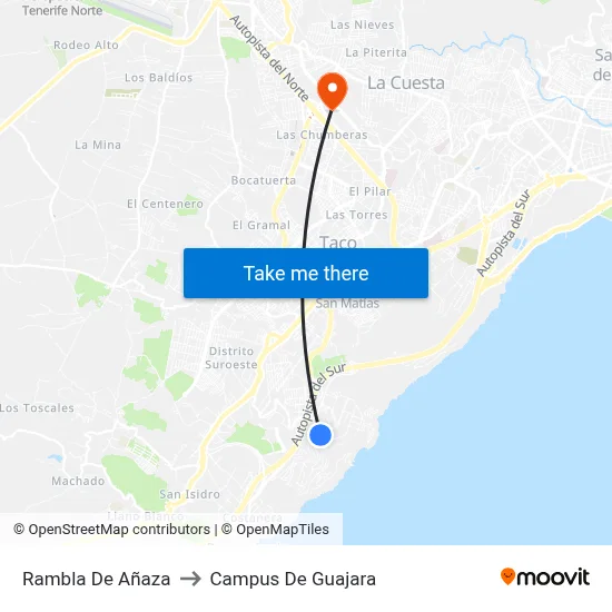 Rambla De Añaza to Campus De Guajara map