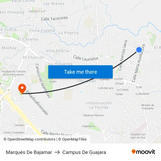 Marqués De Bajamar to Campus De Guajara map