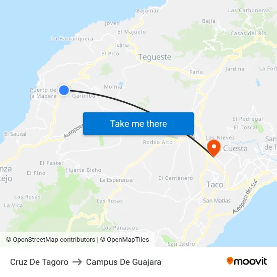 Cruz De Tagoro to Campus De Guajara map