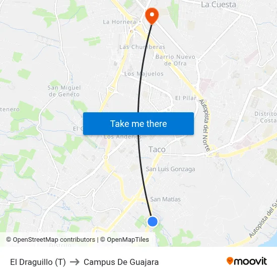 El Draguillo (T) to Campus De Guajara map