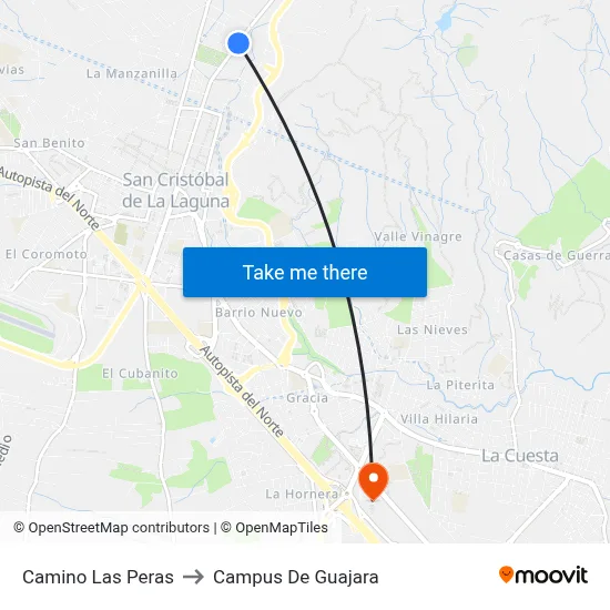 Camino Las Peras to Campus De Guajara map