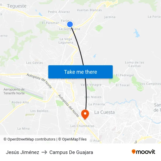 Jesús Jiménez to Campus De Guajara map