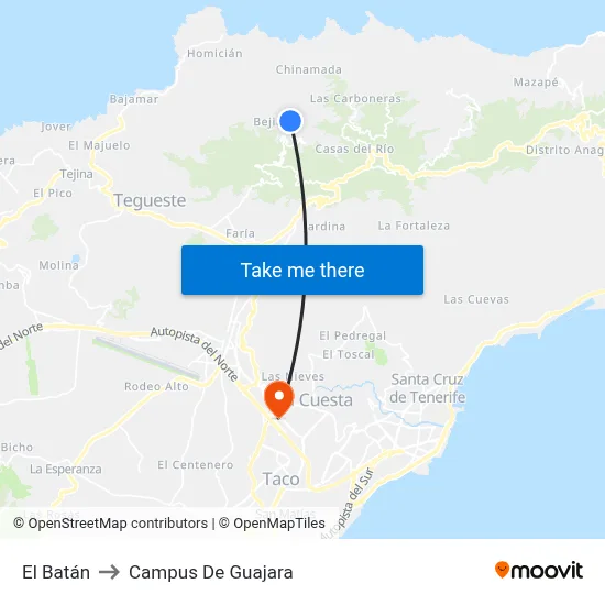 El Batán to Campus De Guajara map