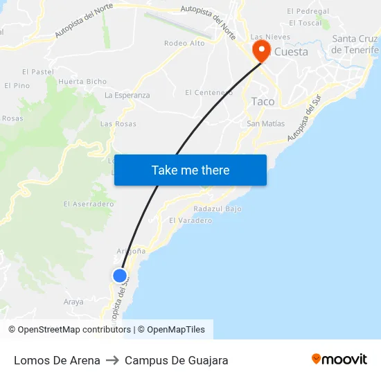 Lomos De Arena to Campus De Guajara map