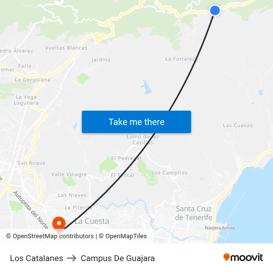 Los Catalanes to Campus De Guajara map