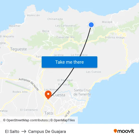 El Salto to Campus De Guajara map