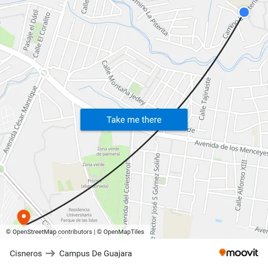 Cisneros to Campus De Guajara map
