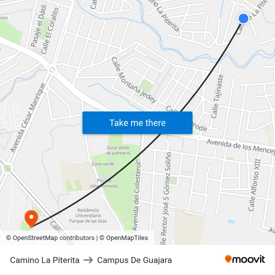 Camino La Piterita to Campus De Guajara map