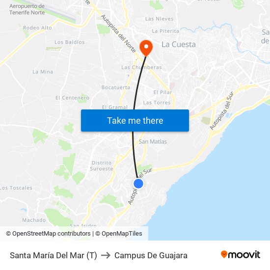 Santa María Del Mar (T) to Campus De Guajara map