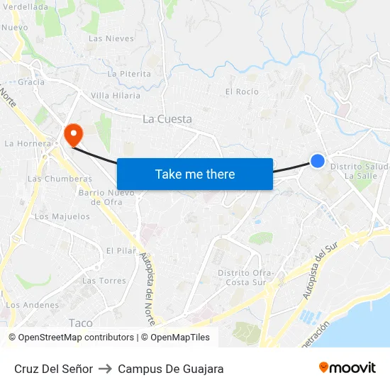 Cruz Del Señor to Campus De Guajara map