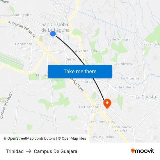 Trinidad to Campus De Guajara map