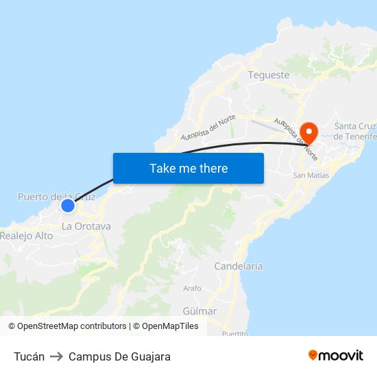 Tucán to Campus De Guajara map