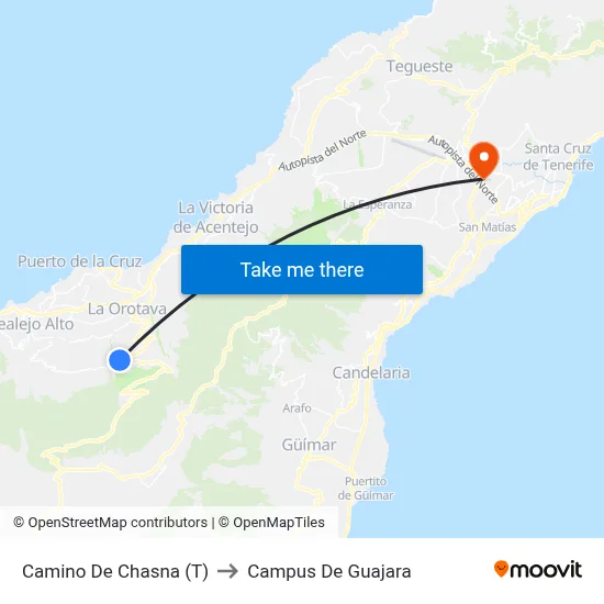 Camino De Chasna (T) to Campus De Guajara map