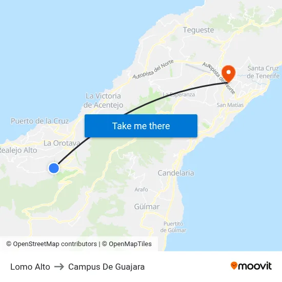 Lomo Alto to Campus De Guajara map